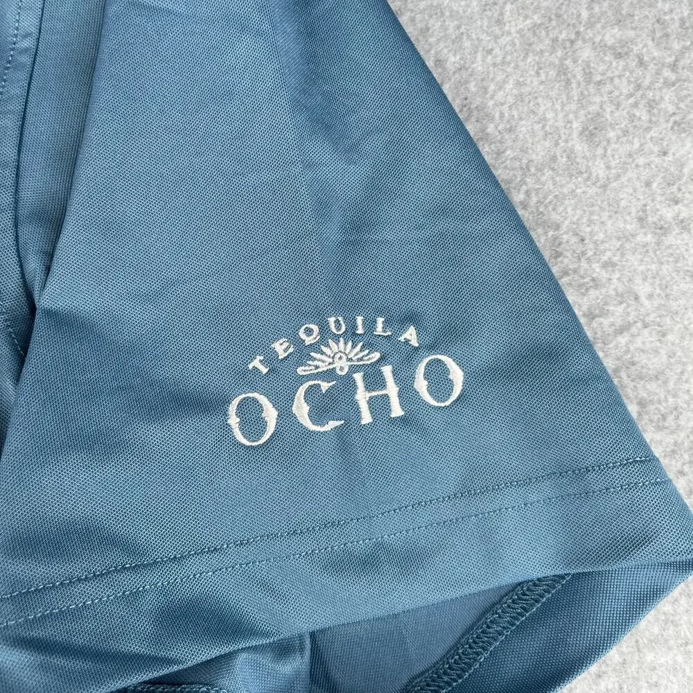 Straight Down Polo Shirt Large Blue UPF15 Lightweight Golf Performance Casual